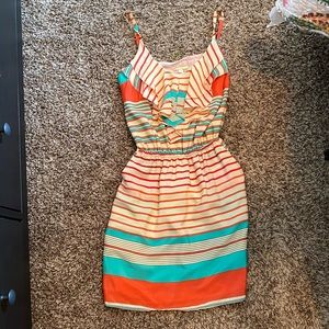 Orange and blue striped dress